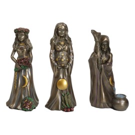 Ebros Wicca Triple Goddess Maiden Mother Crone Triune Moon Set of 3 Figurines