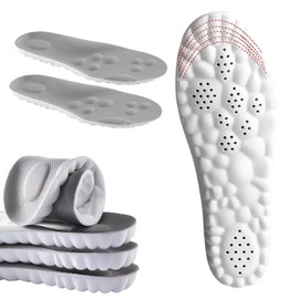 Cloud Insoles for Men and Women, Soft Memory Foam Cushioned Cloud Insoles, Anti-Fatigue, Shock Absorption, Relieve Foot Pain, Ultra Soft Comfort Insoles (Gray, Men: US 7-11)