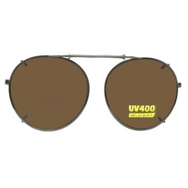 Semi Round Non Polarized Clip-on Sunglasses for Men & Women-Semi Round Shape Clip On Sunglasses For Eyewear (Bronze Frame-Brown Non Polarized Lens, 48mm Wide x 46mm Height, Millimeters)