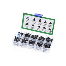 LeTradeJP Push Button Switch, Touch Switch Set, 10 Types, 180 Pieces, 4-Pin Push Button Switch, Small Switch, Instant Tactile, Tactile Push Button Switch, Storage Case Included