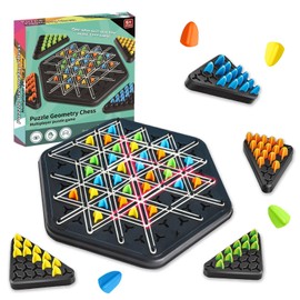 Chains Triangle Chess Game, Triggle Game with Rubber Bands, Puzzle Checkers Game, Interactive for Family Celebrations and Travel, Tabletop Board Games for Adults and Children