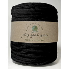 Jolly Good Yarn Recycled Chunky Cotton T-Shirt Yarn for Crochet, Macrame, Loom Knitting - Black 800g / 100m