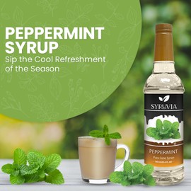 Peppermint Syrup by Syruvia 6-Pack, 25.4 fl oz, Wholesale Coffee Syrup Shops, Cafes, Baristas, Bistros, & Beverage Bars, Bulk Kosher & Gluten-Free