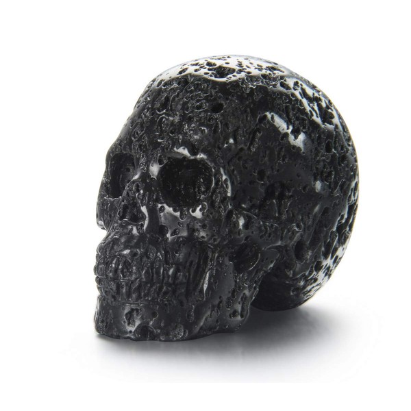 Skullis 2.0" Hot Lava Stone Crystal Skull, Hand Carved Gemstone Fine Art Sculpture, Reiki Healing Stone Statue.