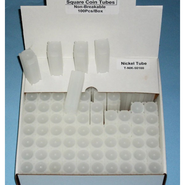 Coin Safe Ten (10) NICKEL SIZE SQUARE Coin Tubes -