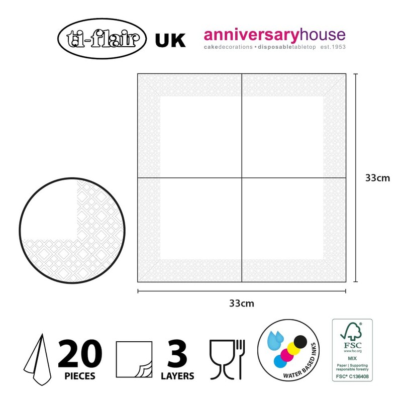 Tiflair Eucalyptus Folliage Wedding Lunch Napkins 3 ply