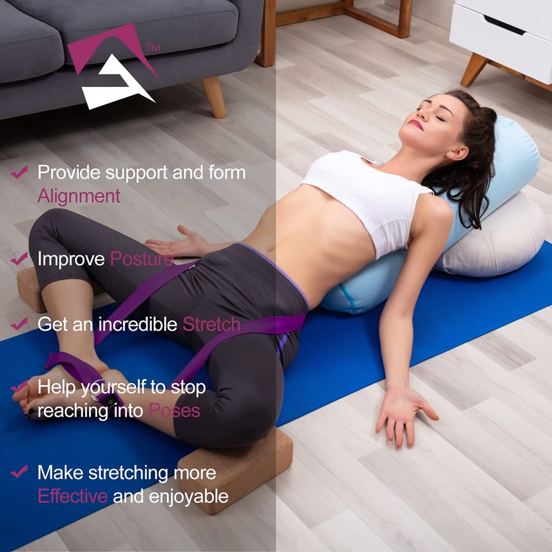 AQF Yoga Strap, 6ft 8ft 10ft Soft Cotton Leg Stretcher