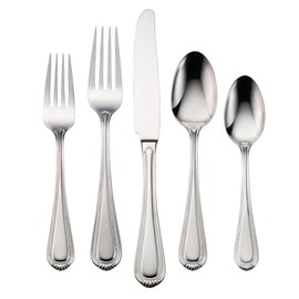 Oneida Silverware Set For 8, Countess 45-Piece Everyday Flatware Set with Serving Utensils, Service For 8, Bead Pearl, 18/0 Stainless Steel, Dishwasher Safe,Knives Spoons & Forks Set (Silver 45 Piece)