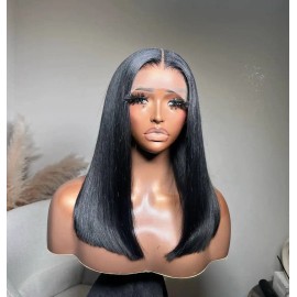 Vietnamese Raw Hair Bone Straight Human Hair Wigs for Black Womenstyle: Body Wave, color: Black, Stretched Length: 16"