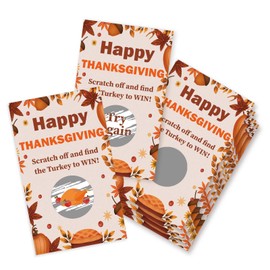 Gsauto Thanksgiving Scratch off Cards, 50 PCS Fall Scratch off Stickers for Date Night Family Party Activity, Turkey Raffle Tickets for Birthday Baby Shower Bridal Shower - A01