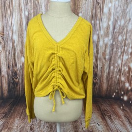 Aerie Towel Terry Cinch Sweatshirt Mustard Size XL
