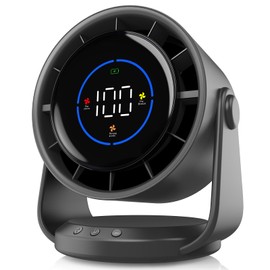 YOSHENMO Desk Fan, Turbo Table Fan for Bedroom, 100-Speed Digital Display, Low Noise, 105° Adjustable Tilt, 7.5-inch, Rechargeable Battery, Wall-Mouted Design for Home, Office, Travel Grey