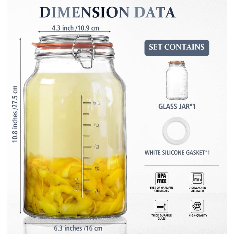 Folinstall Super Wide Mouth Glass Storage Jar with Airtight Lids,