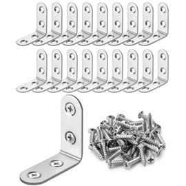 Bates- L Brackets, 40 Pack with 160 pcs Screws, 1.5"x1.5", Stainless Steel, L Brackets for Shelves, L Brackets for Wood, Corner Bracket, Corner Brace, Shelf Brackets, Angle Bracket