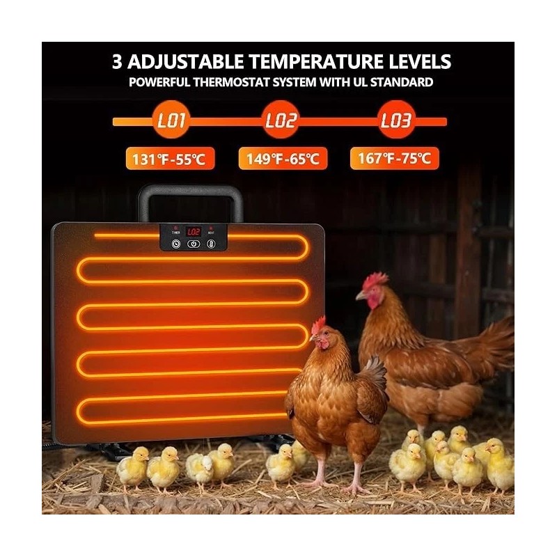 Chicken Coop Heater, Safe Radiant Space Heat Energy Chick Pet