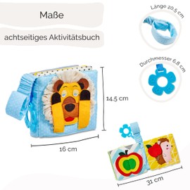 litfant® Original Baby Book - Lion Ben | Crinkle Book | The Interactive Baby Fabric Book for Promoting Motor Skills Learning Ability | Feeling Book Montessori Book for Girls and Boys from 3 Years