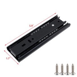 Coshar 1 Pair 6 Inch Heavy Duty Full Extension Ball Bearing Drawer Slides Black Steel Side Mount Drawer Rails for Dresser, Kitchen Cabinet, 6 Inch Black Enhanced