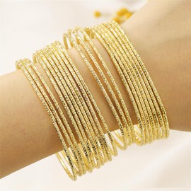 LXSSLY 20Pcs Gold Bangle Bracelets Set for Girls Boho Multi Layer Stack Textured Bracelets Indian Chunky Bangle Bracelet for Women, 2.36 in, no gemstone