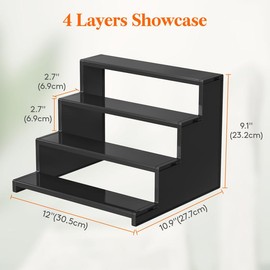 ãMother's Day Gift IdeasãLifewit 4 Tier Black Display Stand for Cologne,Perfume,Figures, Cupcake, Dessert, Spice, Fragrance, Countertop, Vanity, Dresser, Cabinet Use Racks Set:_12 inch_3 packs