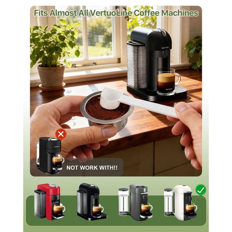 Grasseed Refillable Vertuo Capsule, Reusable Stainless Steel Vertuo Pod Kit