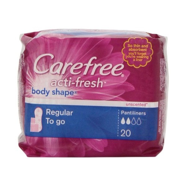 Carefree Body Shape Regular To-Go Pantiliners, Unscented