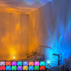 JININQ RGB Colors Changing lamp,Ocean Wave Projector Lamp,16 Colors Changing Show Northern Lights Projector,Wave Night Light,Underwater Effect Led Light for Room Bedroom Decor