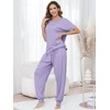 Artfasion Womens Pajamas Lounge Set: Short Sleeve Sleepwear and Long