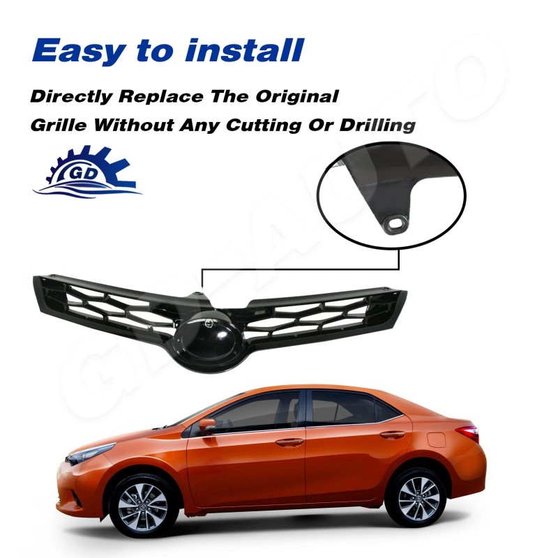 GD-AUTO For 2014-2016 Toyota Corolla S SE Bumper Upper Grille