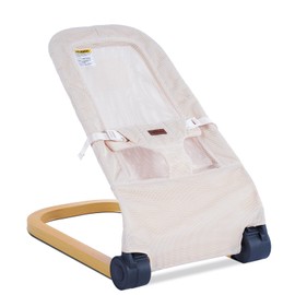 Winchild Baby Bouncer,Portable Baby Bouncer Seat & Foldable with 3 Height Adjustments, Ergonomic Bouncer for Babies 0-6 Months, Wood Grain Style, Natural Vibrations, Includes Storage Bag(Mesh Beige)