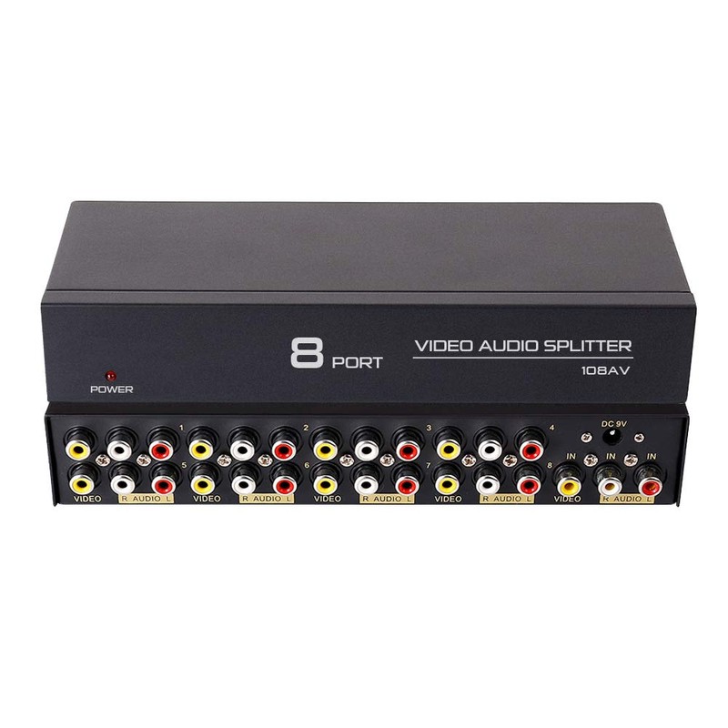 DTECH Powered 8 Way 3 RCA Splitter Box 1 in
