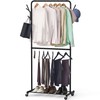 Simple Houseware Double Rod Garment Rack With Wheels and Hooks,