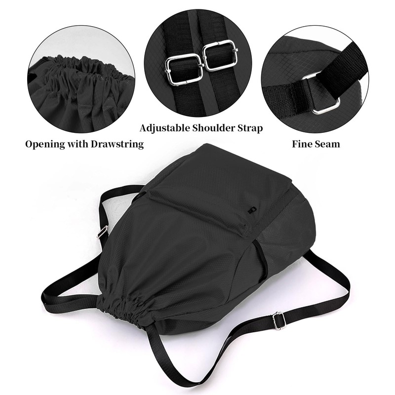 Drawstring Backpack Waterproof Gym String Bag for Women Men, Pull