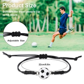 24pcs Soccer Bracelets, Adjustable Football Charm Bracelet Braided Rope Bracelets with Football Charm Decoration Gifts Party Favors for Teens Boys Men Sport Players
