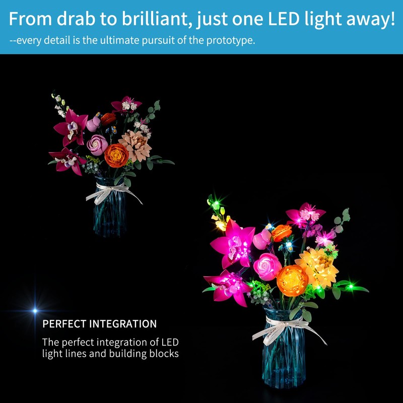 BrickSoul Led Light Kit for Leg0 10342 Botanicals Pretty Pink