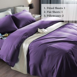 SONORO KATE Bed Sheet Set Super Soft Microfiber 1800 Thread Count Luxury Egyptian Sheets Fit 18-24 Inch Deep Pocket Mattress Wrinkle-4 Piece (Purple, Twin)