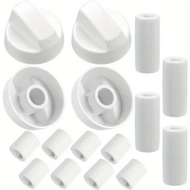 CHEFZOCO 4 x Universal Oven Hob Gas Hob Knobs with Adapter - 4cm Overall Diameter - White