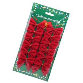 EXCEART 1 Set of 12 Velvet Bows Decoration Christmas Velvet Bows Christmas Arch Ornaments for DIY Party Costume Decoration Xmax Tree Hanging Ornaments (Red)
