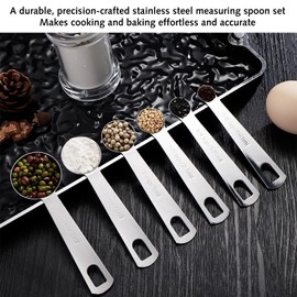6 pcs Stainless Steel Measuring Spoons, Space Saving Baking Accessories Metal Measuring Spoons Scoop Tablespoon and Teaspoon for Measuring Liquid and Dry Ingredients