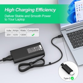 Replacement 130W Dell Laptop Charger USB C Type C for Dell XPS 15 9575 9520 9510 9500 17 9720 9710 9700 Precision 5530 5550 5560 5570 5750 5760 3560 Latitude 5411 5421 5511 5520 5521 Power Cord