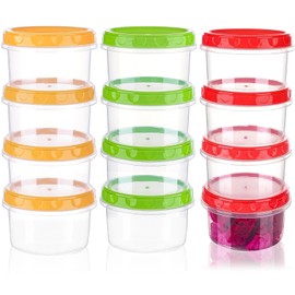 12PCS Plastic Round Food Containers with Screw on Lids 250ML, Stackable Food Storage Containers Jars Leakproof Mini Storage Boxes Freezer Food Pots Bowls, Airtight Dishwasher Safe