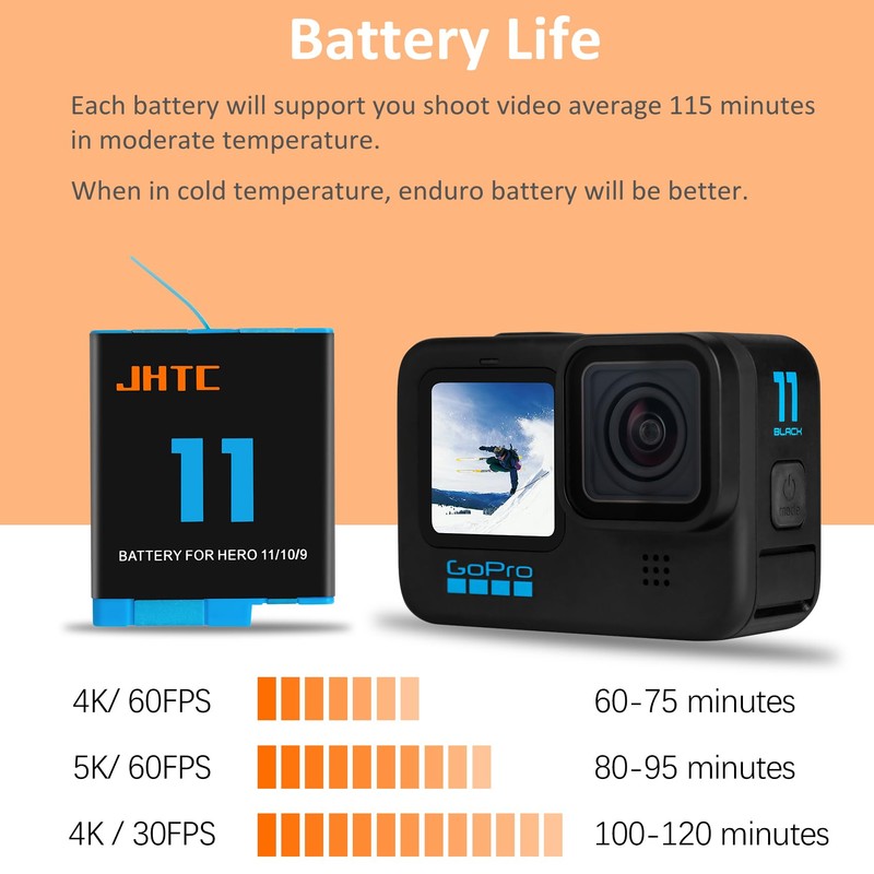JHTC Hero 11 Battery Hero 9/10/11/12 Battery Rechargeable 3 *