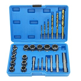 GMTOOLS Screw Extractor Set, 26 Pieces Bolt Extractor Kit & Left Hand Drill Bit Kit, Easy Out Bolt Extractor Set with Hex Adapter for Broken, Damaged, Rusted, Rounded-Off Bolts, Nuts & Screws