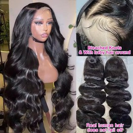 Durya 250% Density Human Hair Wig 5x5 HD Lace Closure Wigs Human Hair Body Wave Lace Front Wigs for Women Glueless Wigs Pre Plucked Natural Color 26 Inch