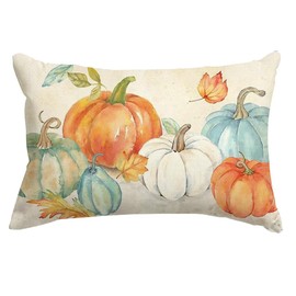 RABUSOFA Pumpkin Fall Pillow Covers,Autumn Thanksgiving Holiday Decorative Throw Pillow Covers,Outdoor Maple Leaf Fall Decor Cushion Covers for Home Sofa Couch Living Room Orange 12x20 Inch/30x50 cm