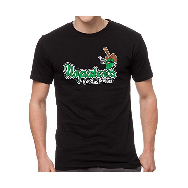 Nopaleros de Zacatecas Baseball Men's T-Shirt Crew Neck 100% Cotton (XXL, White) (M, Black)