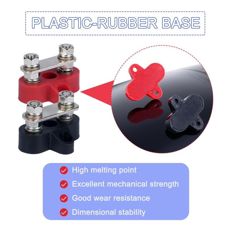 JIQI 2Pcs Bus Bar Terminal Block 1/4" Dual Stud Battery