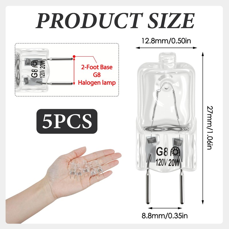 Nextpal 5 Pcs Appliance Light Bulb G8 LED 20W, 120V
