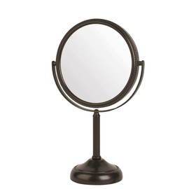 JERDON Two-Sided Tabletop Makeup Vanity Mirror - 10X-1X Magnification & Swivel Design - 6-Inch Diameter Portable Mirror - Bronze Finish - Model JP910BZP