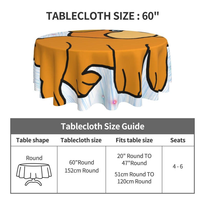 HYTTER Cartoon Pug Prints Tablecloth Round Decorative Tablecloth 60 in