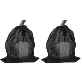 EQINI 2 Pack Pump Barrier Bag, 12.2"*15.9" with Drawstring Pond Mesh Pump Filter Bag for Pond biofilters Aquarium Filtration and Outdoor Swimming Pool Black Media Bags